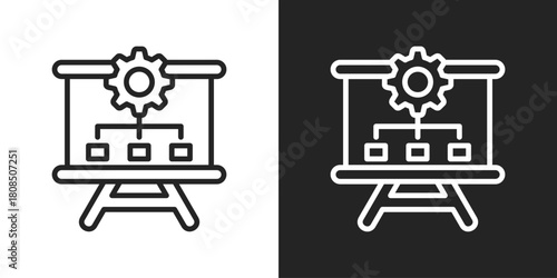 Strategic Planning Icon In Black And White Line Style