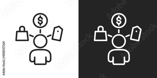 Consumer Behavior Icon In Black And White Line Style