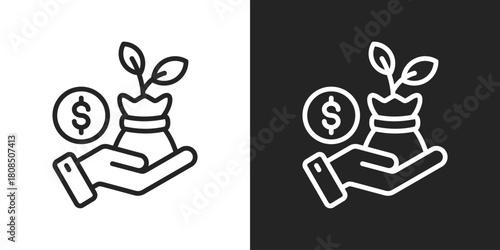 Venture Icon In Black And White Line Style