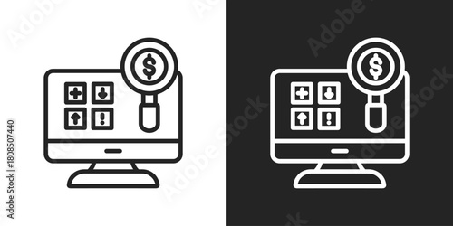Swot Analysis Icon In Black And White Line Style