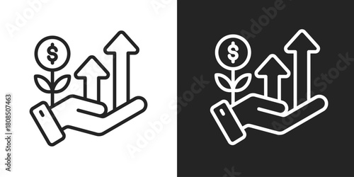Profitability Icon In Black And White Line Style