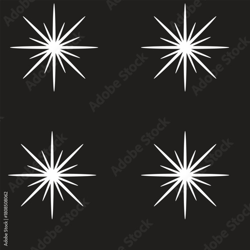 Four white stars on black background