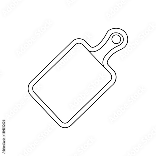 Simple outlined icon of a cutting board, a fundamental kitchen utensil and essential food preparation tool for slicing and dicing ingredients in any culinary setting or home kitchen