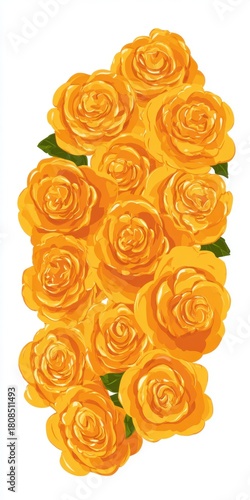 Vibrant Orange Rose Bouquet Digital Painting