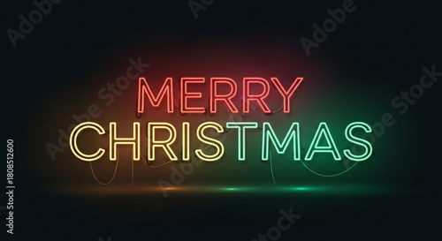 Bright neon Merry Christmas wishes for holiday season greetings, vibrant modern display, fun festive cheer and joyful celebration, perfect for cards and banners