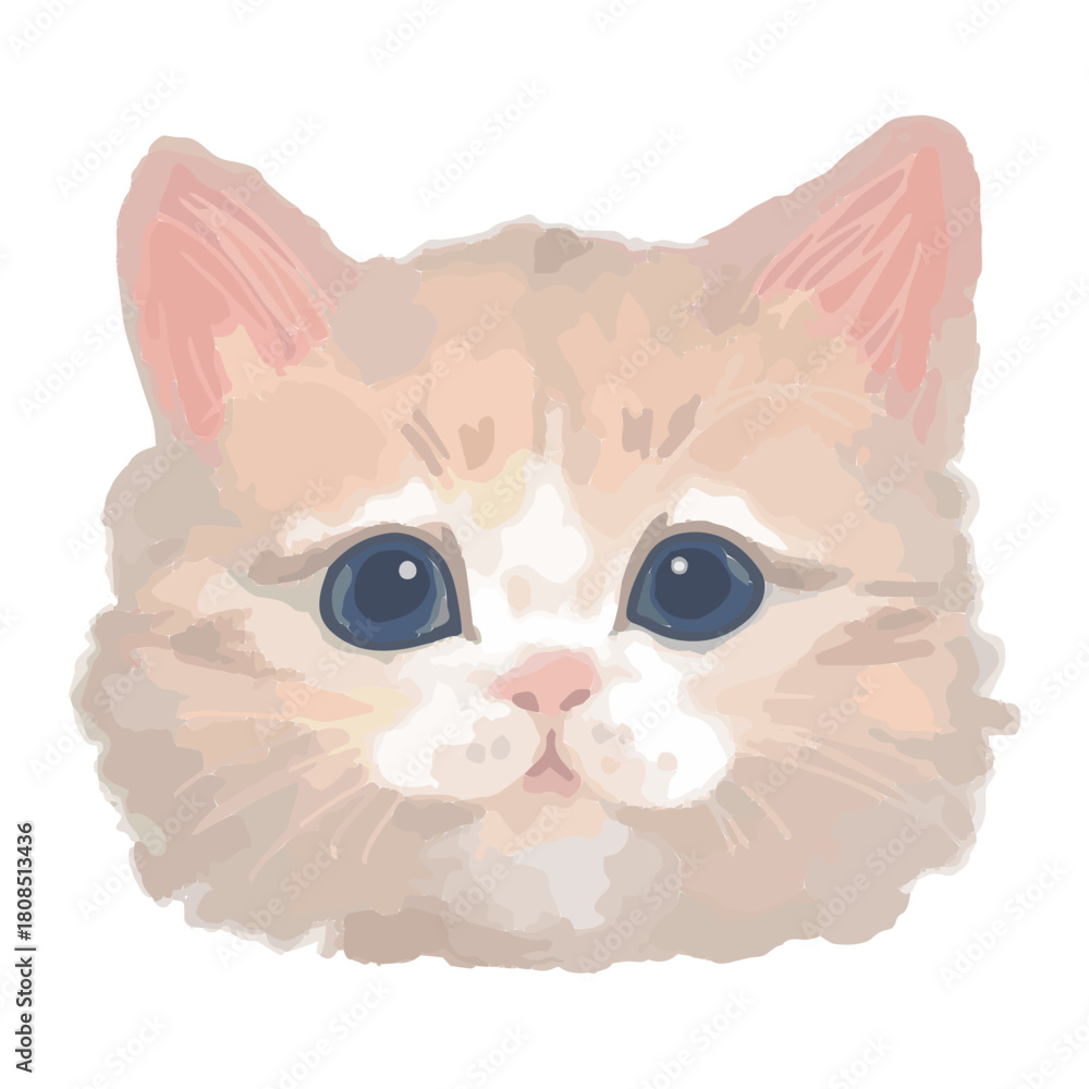 Obraz premium Realistic Cats of the World –Norwegian Forest Cat – Face Vector Illustration