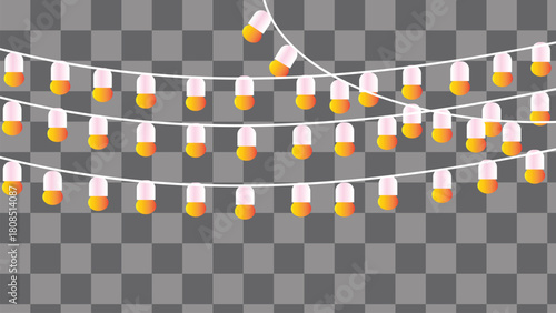 Colorful paper lanterns hanging on strings in a festive arrangement