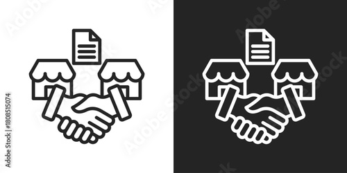 Acquisition Icon In Black And White Line Style