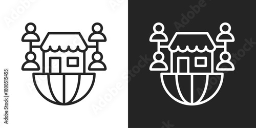 Outsourcing Icon In Black And White Line Style