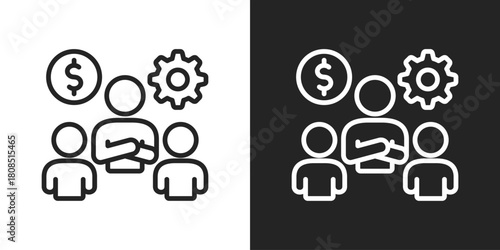 Leadership Icon In Black And White Line Style