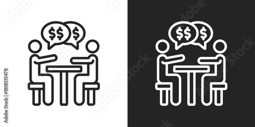 Negotiation Icon In Black And White Line Style