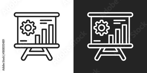 Business Plan Icon In Black And White Line Style