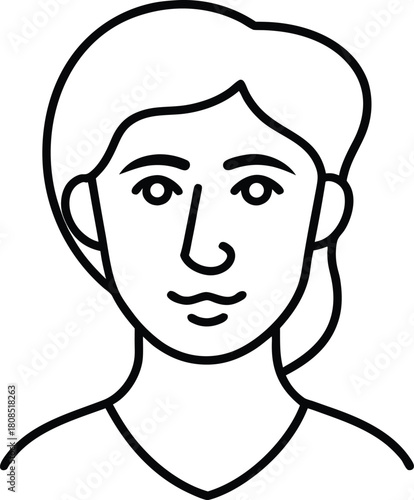 Continuous one line face drawing art on white transparent background