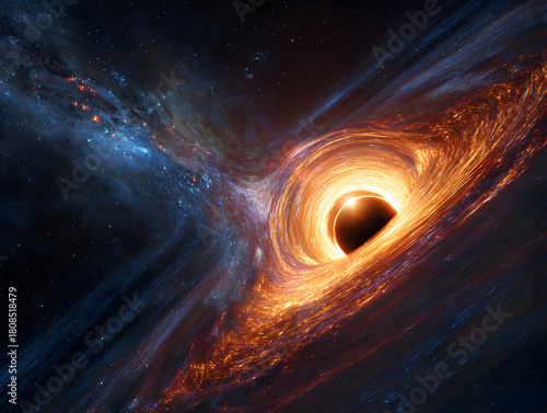Abyssal vortex a black holes gravitational pull warps the fabric of space