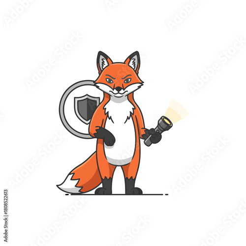 Determined fox guard with shield flashlight