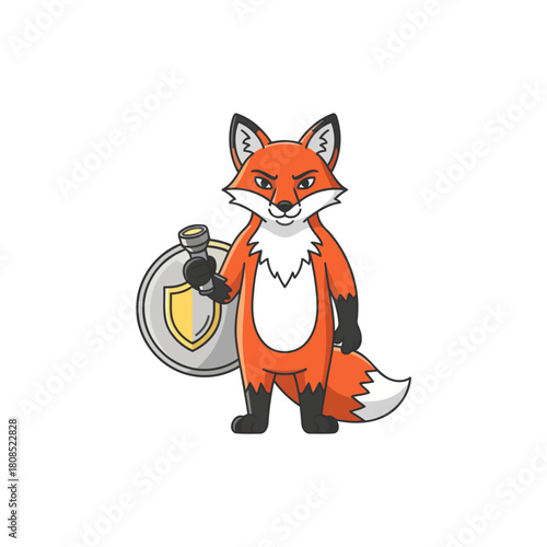 Vigilant fox protector stands guard fiercely