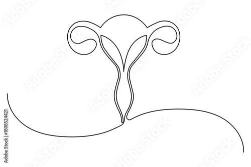 Female women uterus continuous one line drawing of minimalist vector illustration