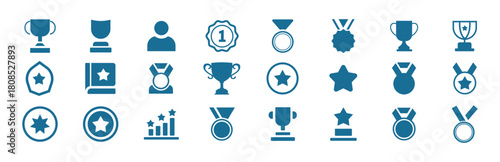 Award & Trophy cup icon big set. Winning icons collection. Award symbols collection. Winner Medal Champion symbol. Silhouette style.