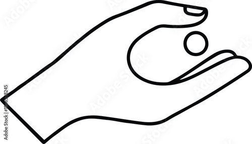 Hand Holding Pill Line Icon - Medical Medicine Tablet Vector Symbol