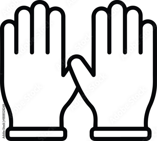 Rubber Gloves Line Icon - Protective Hand Hygiene Vector Symbol