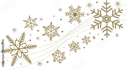 19.epsElegant Gold Snowflakes and Swirls on a White Background