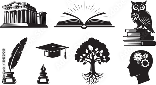 set of books and trees