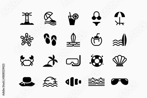 Set of beach logo icon illustration