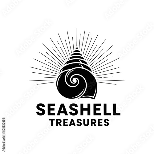 Elegant seashell logo design for a coastal business with radiating lines.
