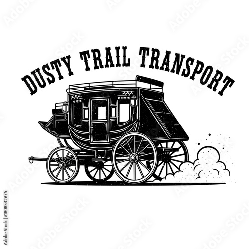 Dusty Trail Transport Stagecoach Illustration Depicting Western Transportation.