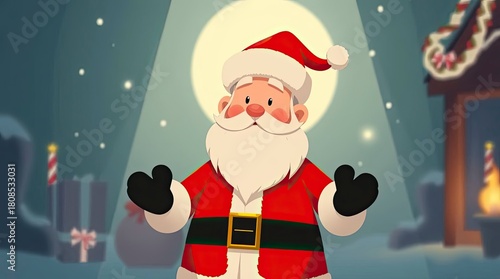 Dramatic Cinematic Santa Claus Cartoon in Modern Flat 2D Design