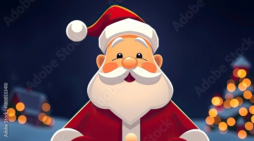Geometric Santa Claus Logo in Warm Golden Hour Light with Clean Symmetry