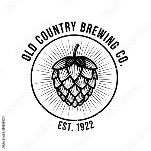 Old Country Brewing Co. Est. 1922 Logo with Hop Cone and Sunburst.