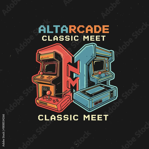 Retro Arcade Game Cabinets and Console Classic Meet Design.