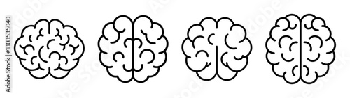 Brain icon set, human organ thinking process vector illustration
