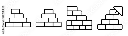 Progress and growth: building blocks steps and arrow line icon