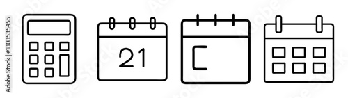 Calculator and calendar icons for finance, scheduling, planning.