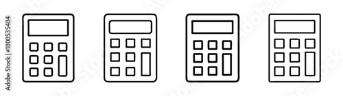 Simple line art calculator icons set for financial computation