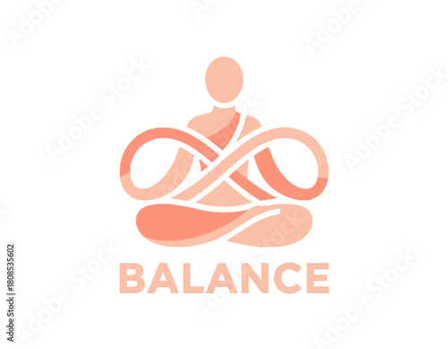 Abstract Meditation Figure with Word Balance Design
