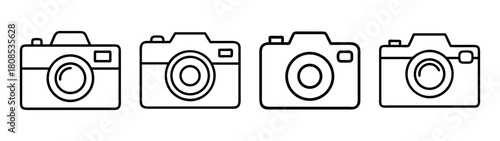 Minimalist line art camera icons, ideal for photography visuals.