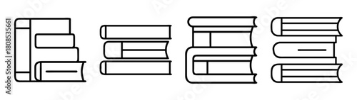 Outline icons of stacked books collection representing education
