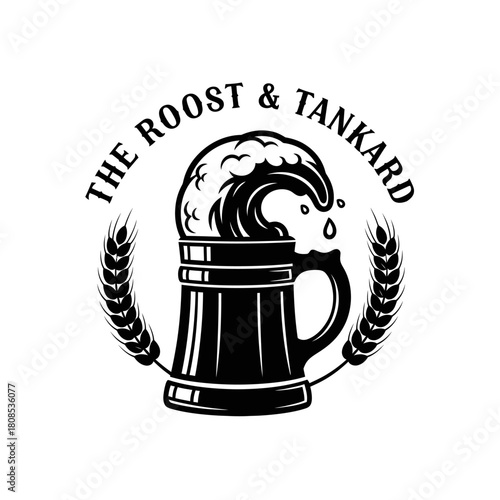 The Roost and Tankard Beer Mug with Wheat Emblem.