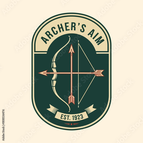 Vintage Archers Aim logo with bow and arrow emblem.