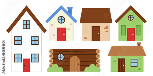 Colorful Illustration of Five Unique Houses