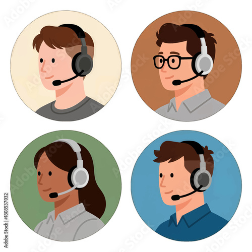 Customer Support Team with Headsets