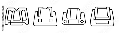 Outline icons for card holders, readers, and payment terminals.