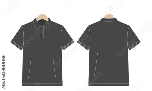 Grey Polo Shirt Templates on Hangers