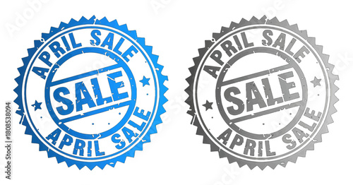 Grungy April Sale Stamps in Blue and Gray