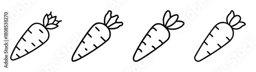 Simple outline carrot vegetable icon set for healthy food concepts.