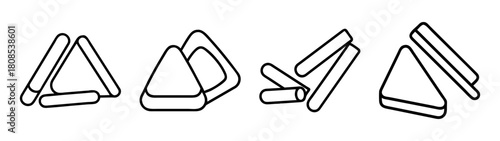 Asian food onigiri and chopsticks simple line vector icons