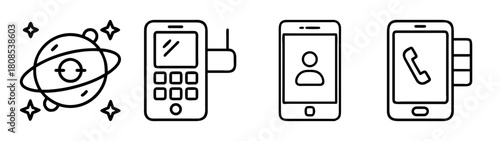 Diverse mobile communication and global network technology icons